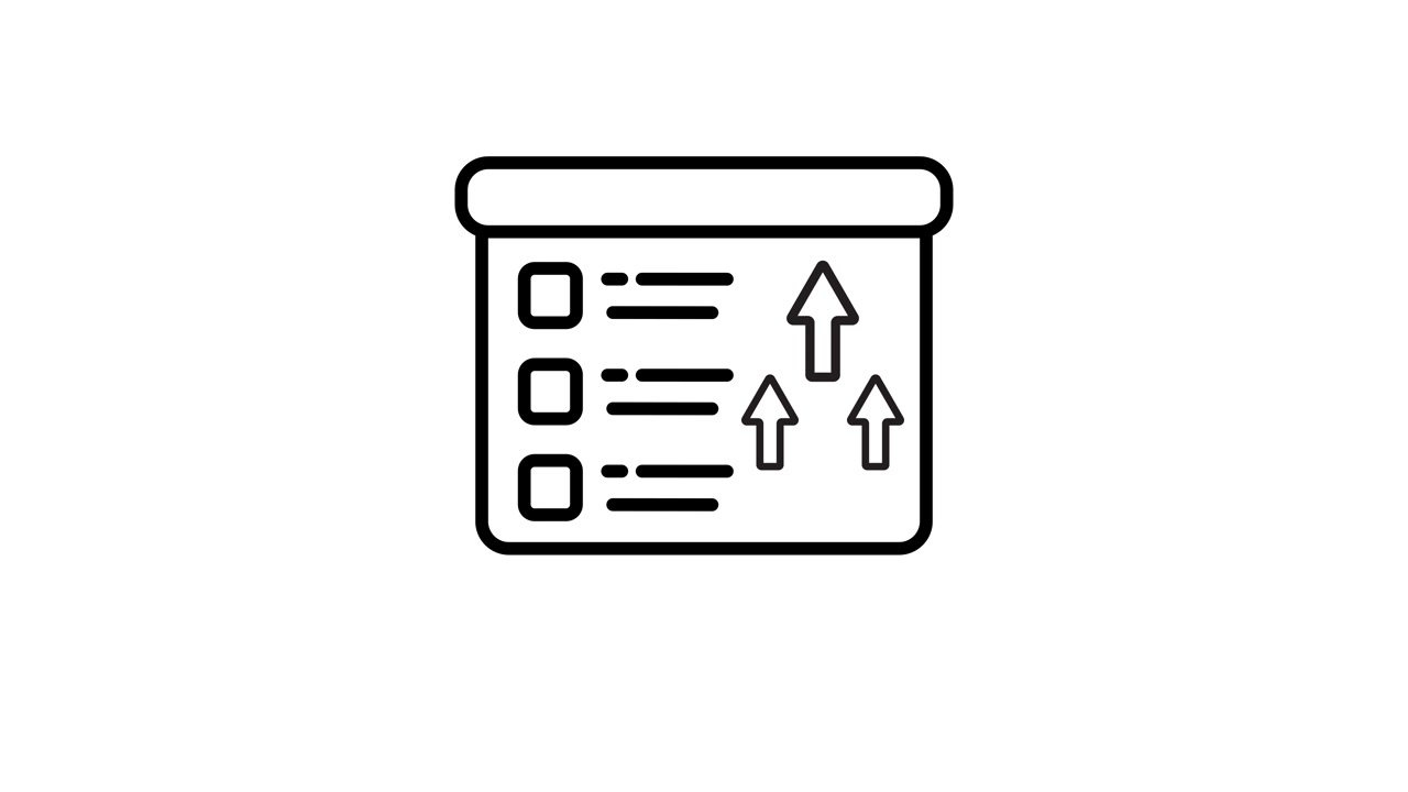 Projector screen checklist with arrows icon animation isolated on white background
