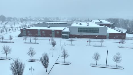 closed school building in united states during snow day