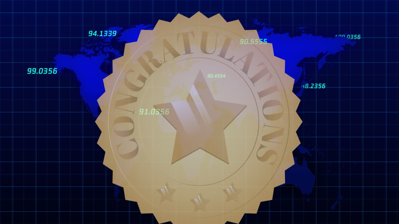 animación del procesamiento de datos sobre el texto de felicitaciones