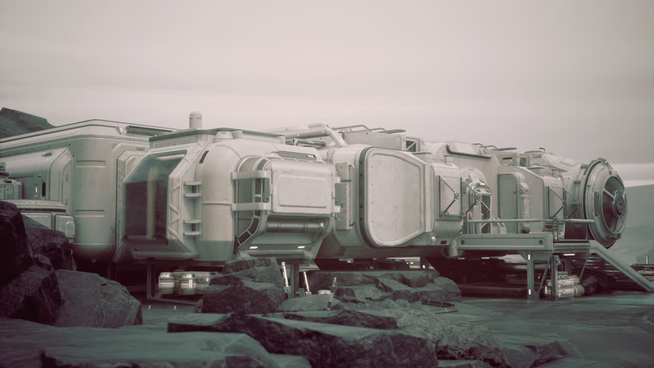 산 꼭대기에 있는 미래의 우주선