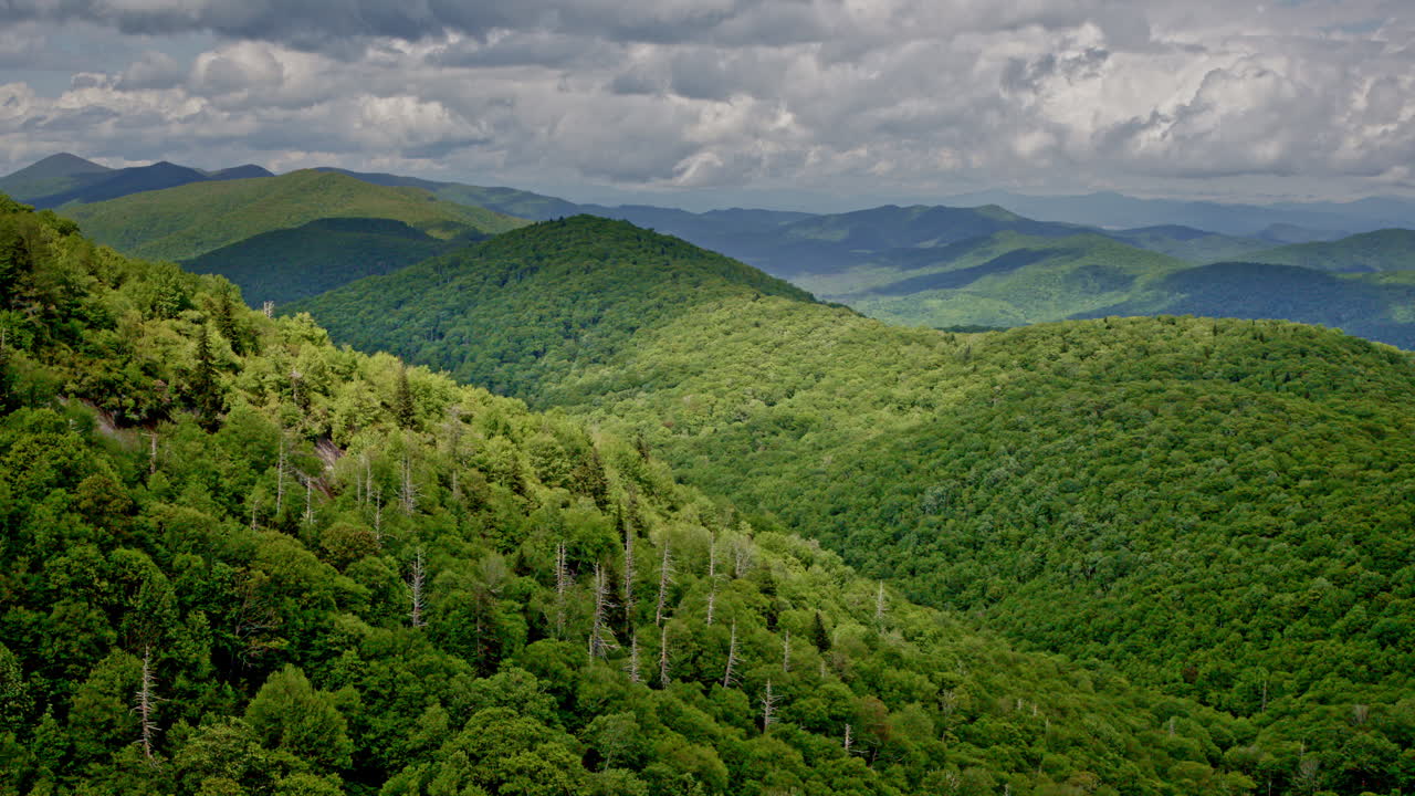 Eerie and beautiful drone sweep over a drenched Smoky Mountain landscape