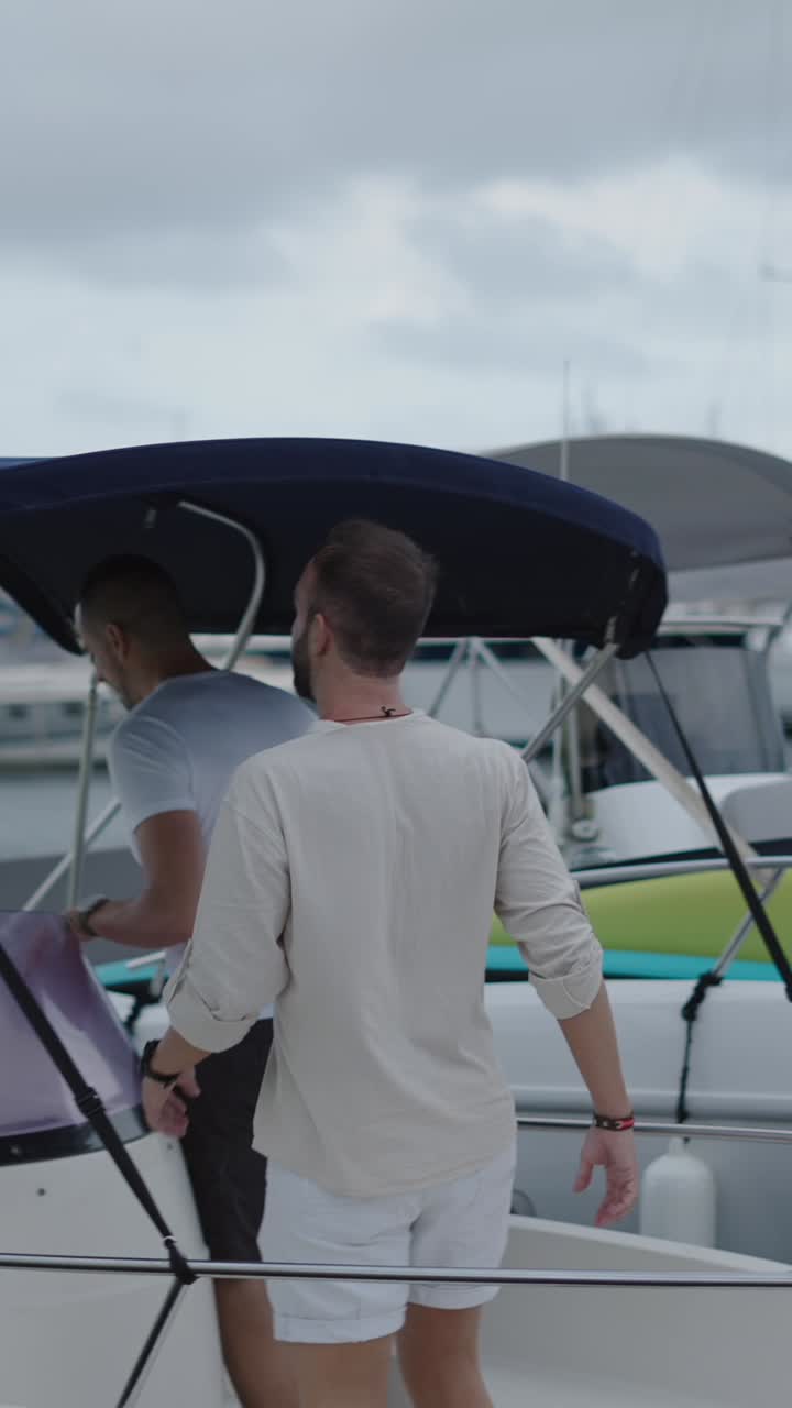People on Boats in a Marina