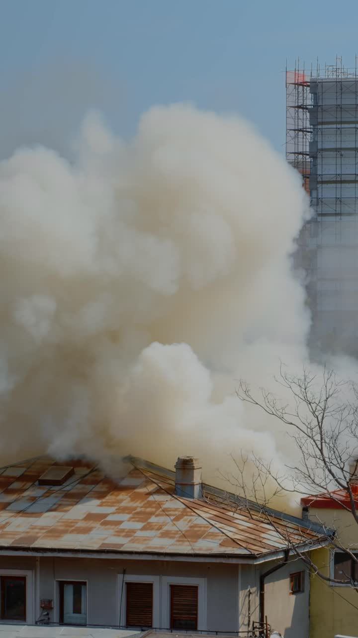 Smoke rising from building