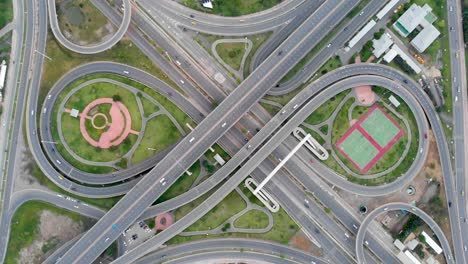 aerial view of highway interchange