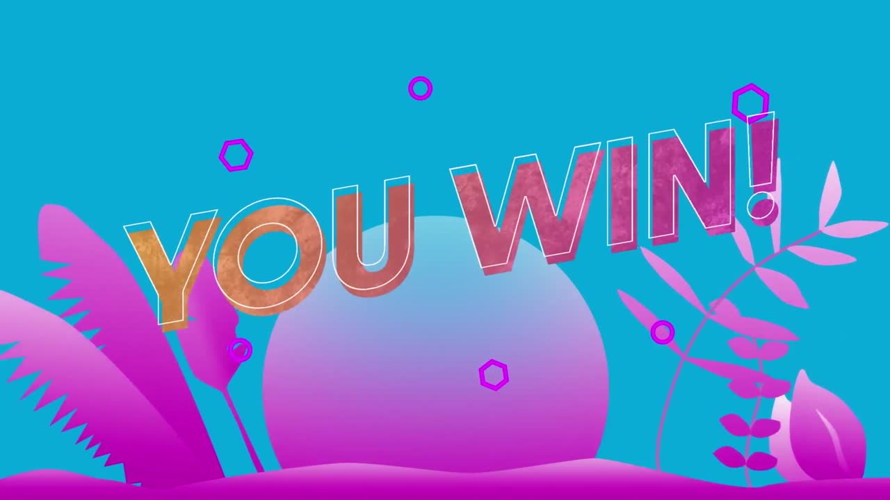 보라색 식물을 상대로 텍스트를 이기는 애니메이션