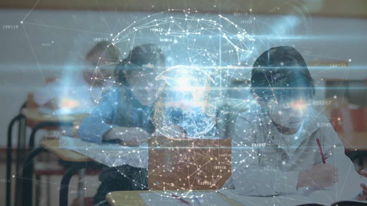 여학생 글쓰기를 통한 연결 네트워크와 함께 지구촌의 애니메이션