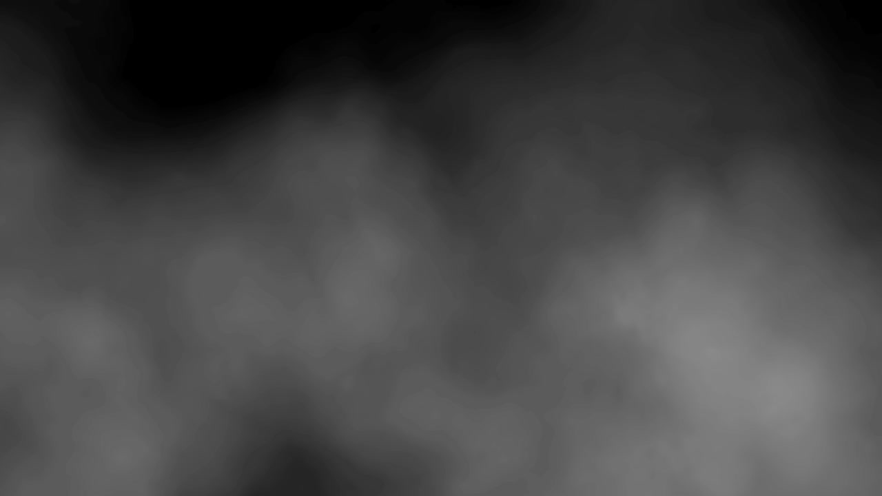 디지털의 완벽하게 매이지 않는 연기의 루프가 천천히 검은색에 대항하여 공간을 떠다니고 있습니다.