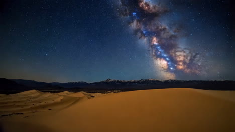 milky way over sand dunes at night
