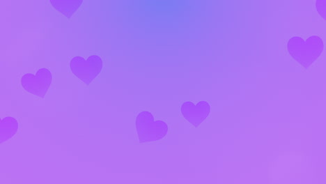 fly purple romantic hearts on shine background