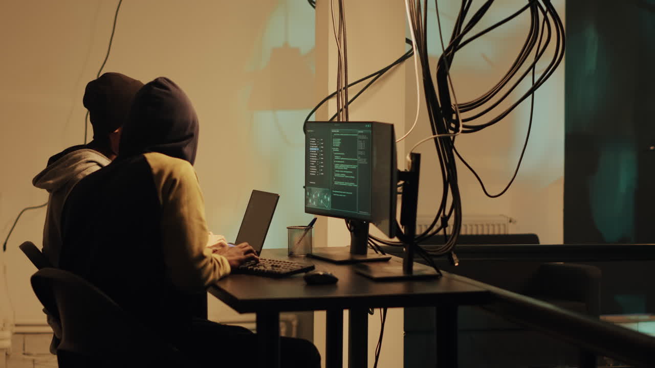 Hackers working on computer
