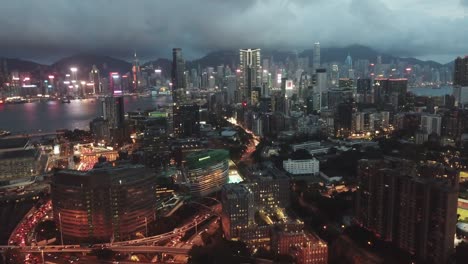 aerial view footage of kowloon district in hong kong