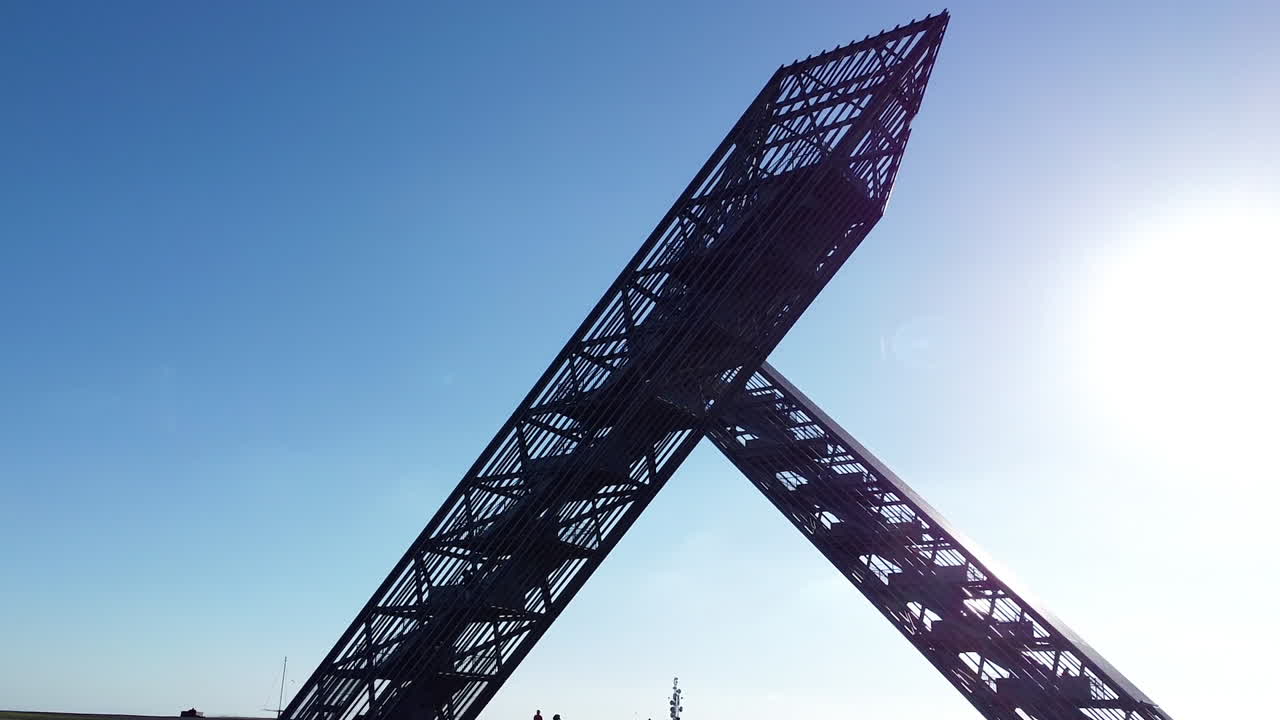 Close-up drone shot of Saarpolygon in Saarland Germany. Panoramic views that blend natural beauty. Sunny day.