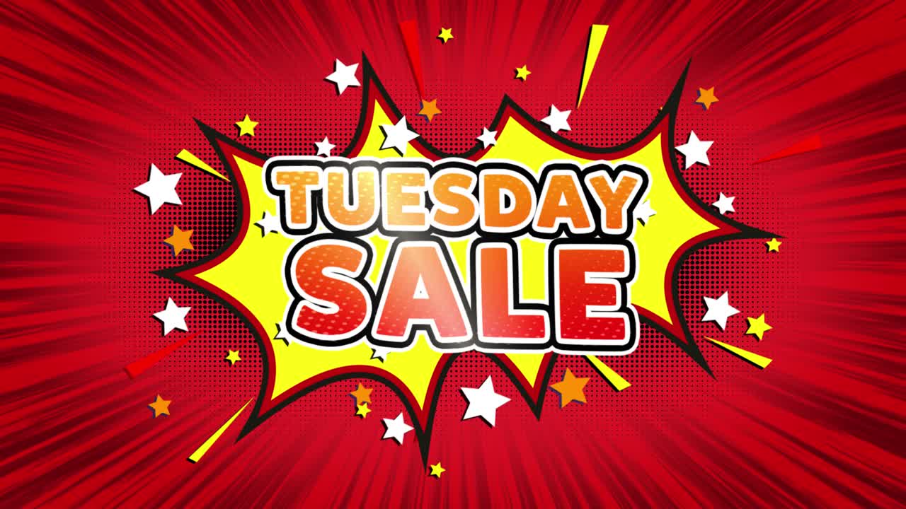 Tuesday Sale Comic Book Style Graphic Design