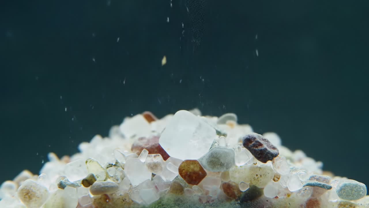 Explosive Reaction of Salt With Water Creating Bubbles on a Sandy Surface
