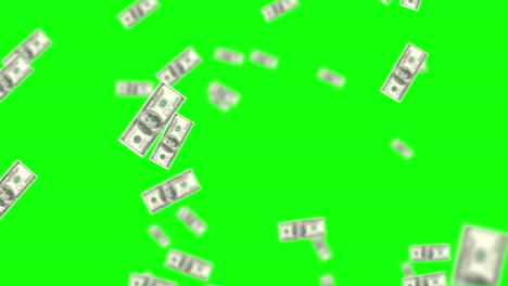 Raining-money-on-green-screen-background