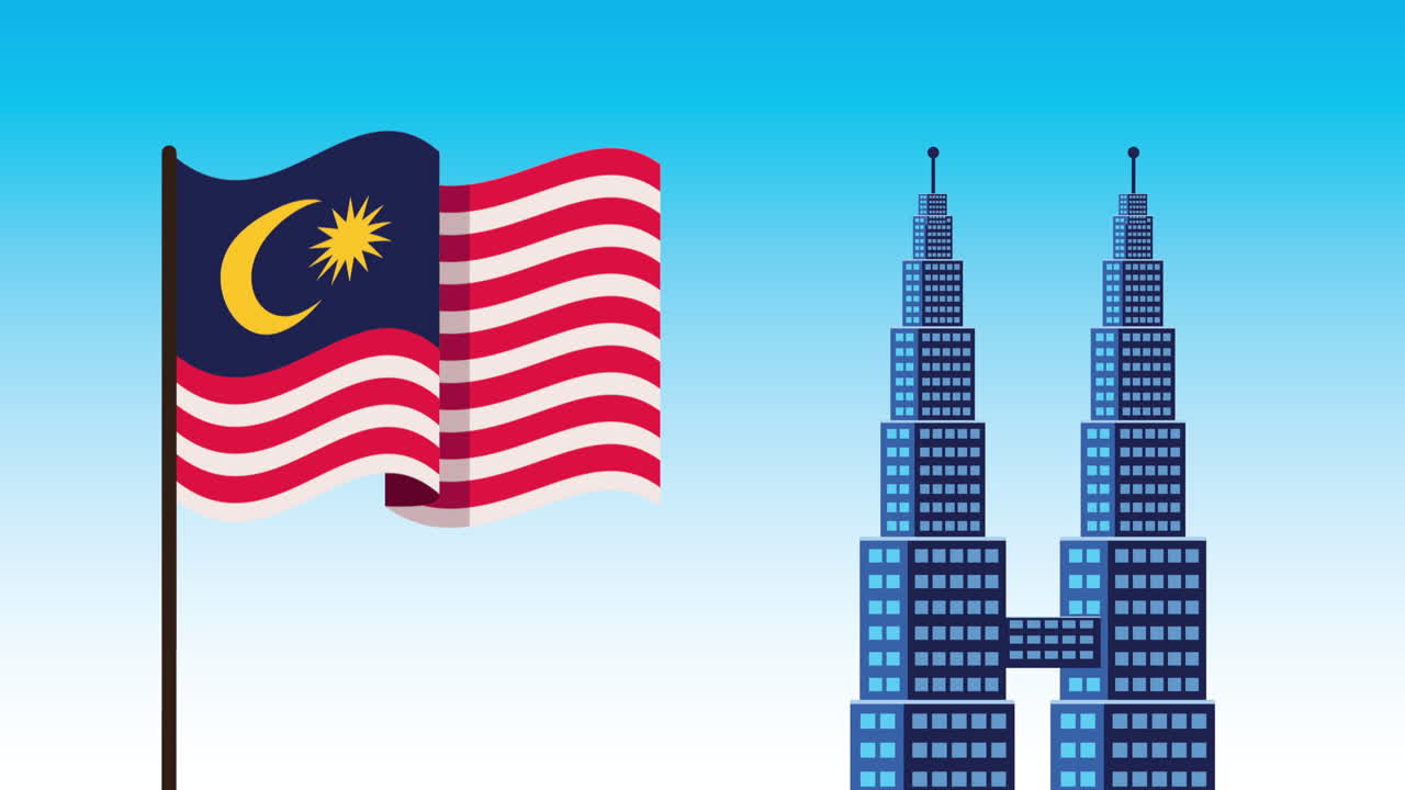 Bandiera della Malesia e Torri Gemelle Petronas
