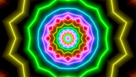 psychedelic fractal mandala, video tunnel on black background. animated symmetric patterns for spiritual and meditation training.