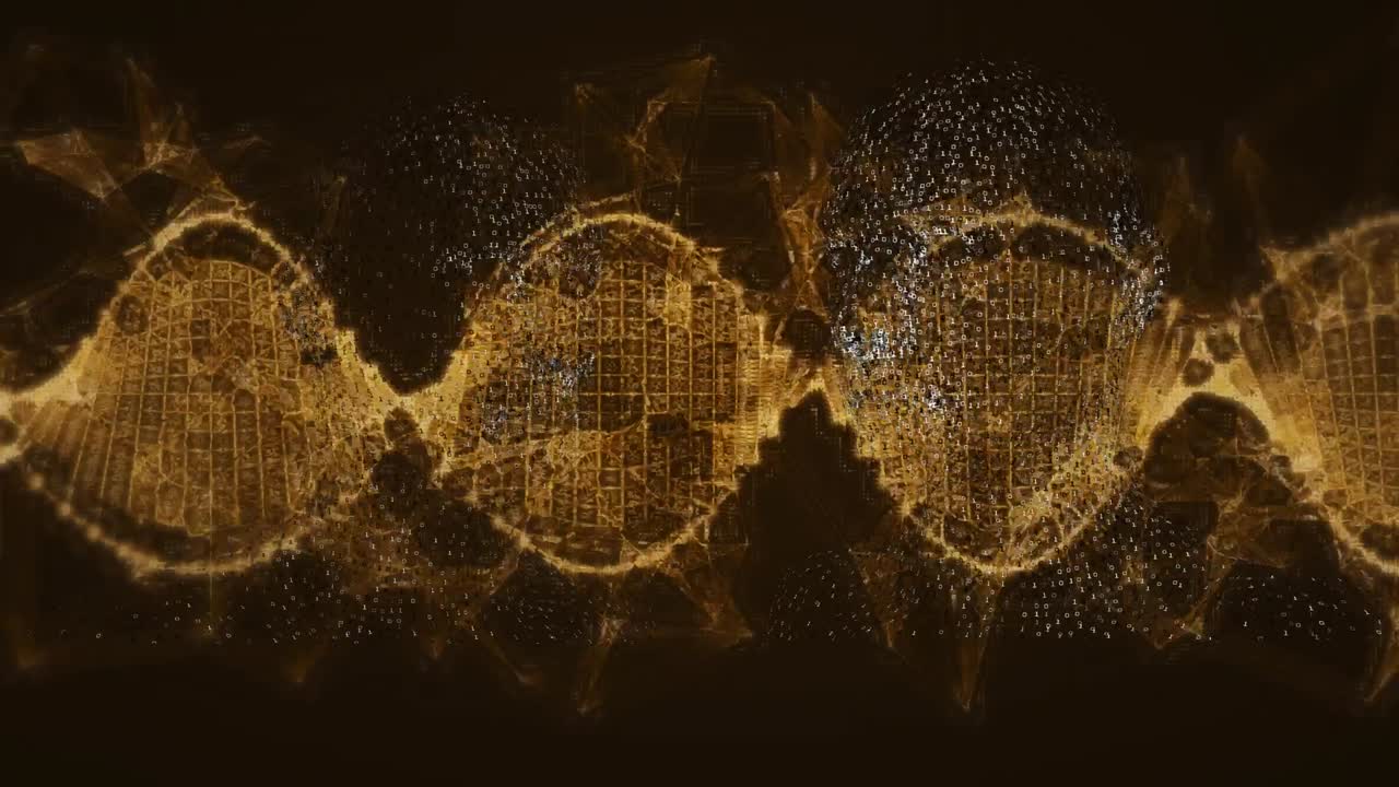 인간 가 위에 회전하는 dna 가닥의 애니메이션