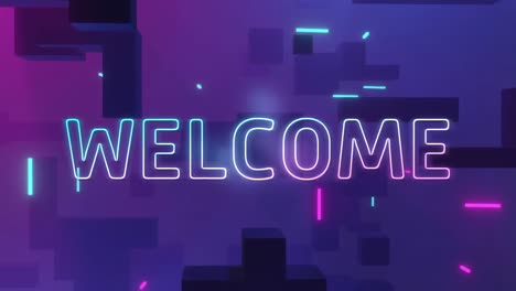 animation of welcome text over purple background