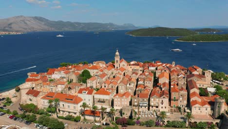 Vista-Aérea-De-Korcula,-Croacia