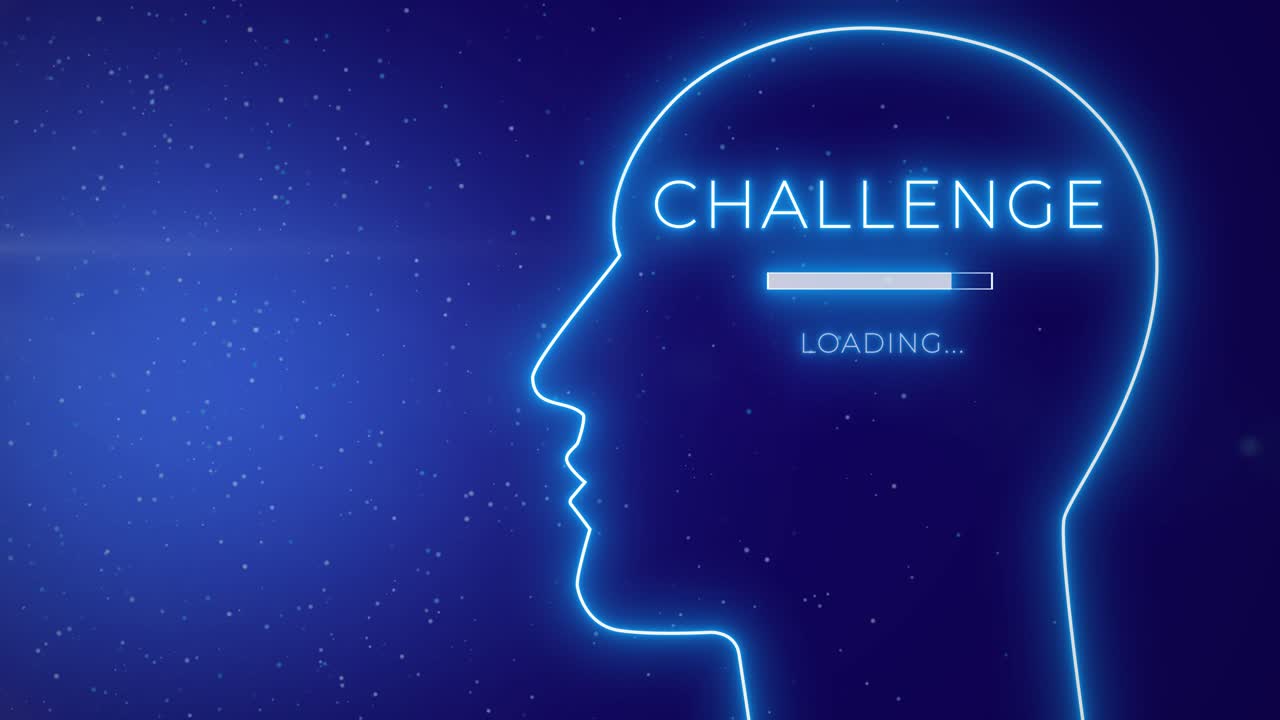 Business Thinking Human Head With Challenge Loading In Mind. Facing Challenges Concept. graphic background