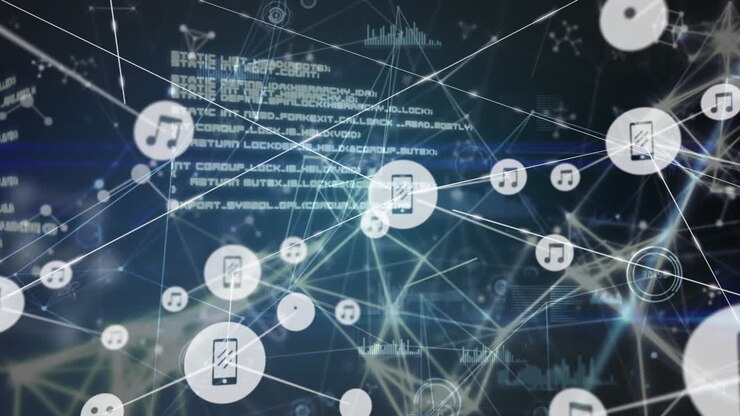 Animation of network of connections over shapes