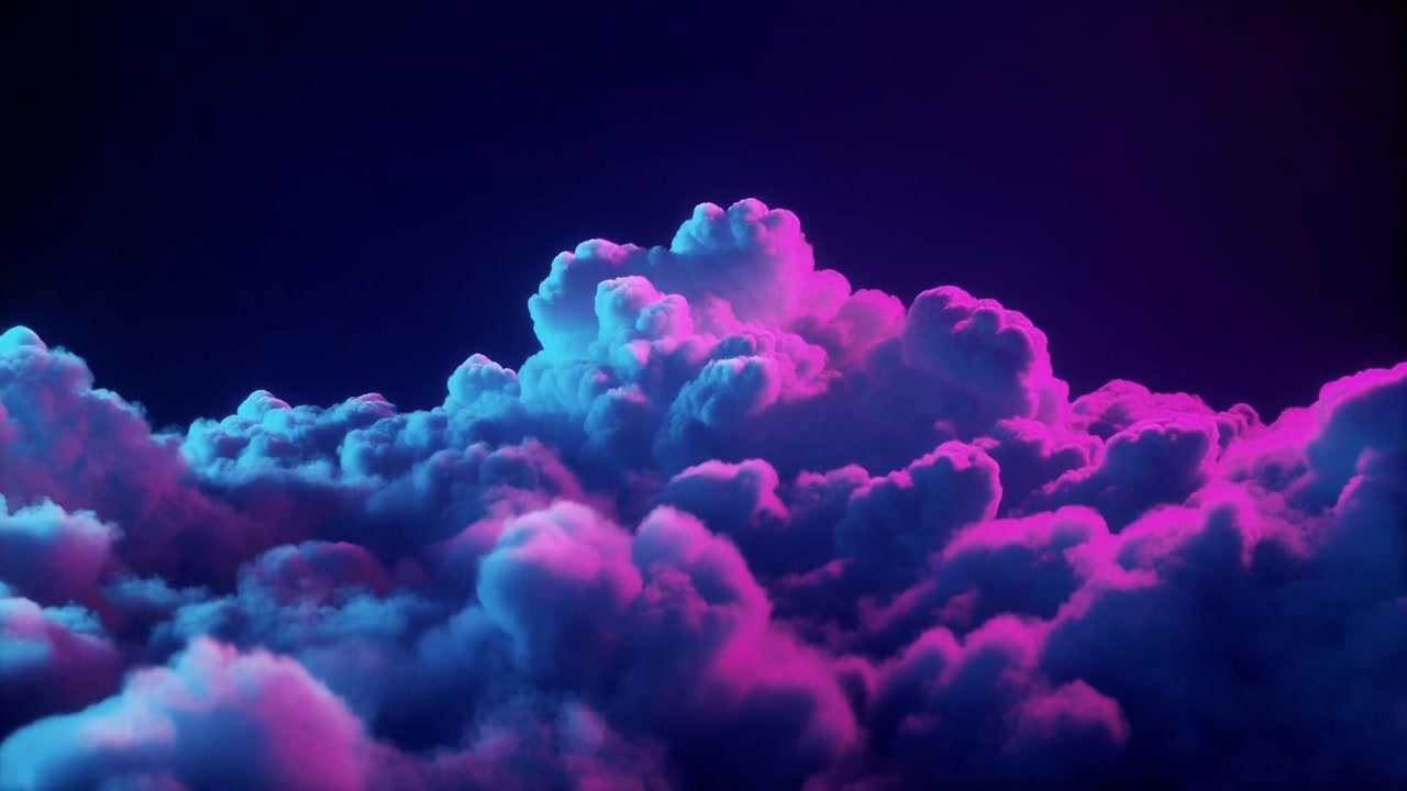 Abstract Clouds With Neon Pink and Blue Lighting