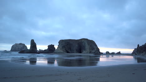 beautiful landscape bandon beach in southern oregon evening blue sky moody nature, static