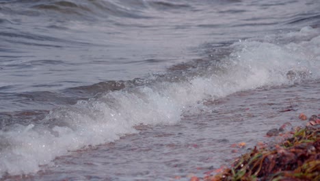 las olas del océano chocando en la playa en un día soleado en cámara lenta