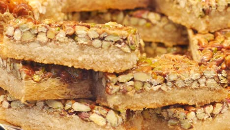 close-up of delicious pistachio baklava