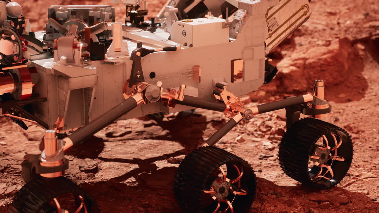 Mars Rover Perseverance exploring the red planet. Elements furnished by NASA.