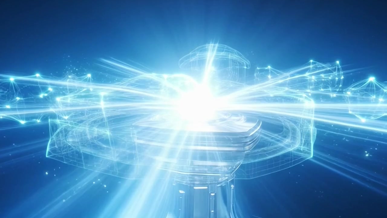 未来数字核心散发辉光和数据流
