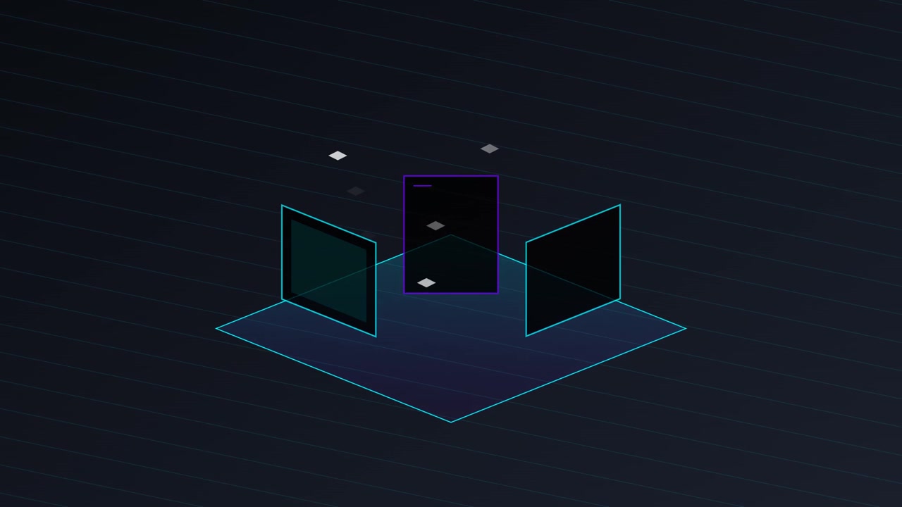 Abstract Digital Interface with Floating Geometric Elements