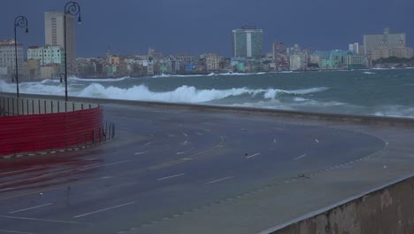 the waterfront promenade of the malecon in havana cuba takes a beating during a huge winter storm