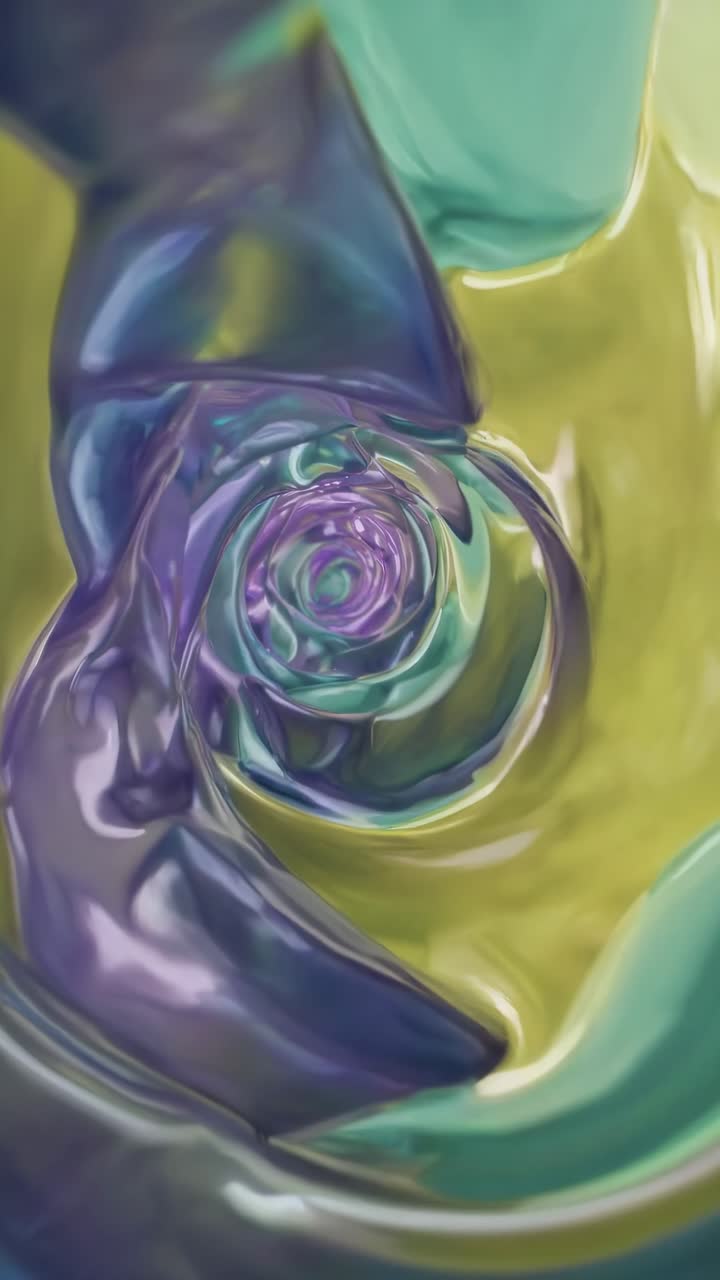 Abstract Liquid Swirl in Purple, Green, and Yellow