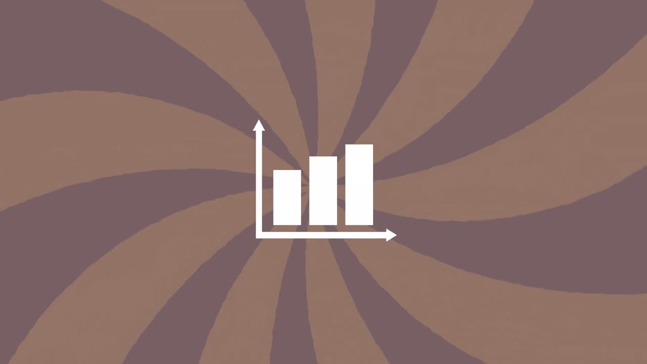 보라색 방사선 배경에 대한 바 그래프 아이콘의 애니메이션