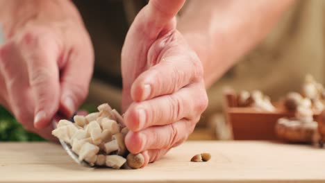 Chef Chopping Mushrooms