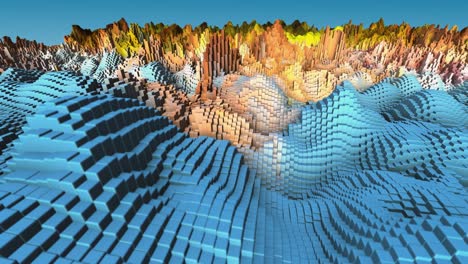 animación abstracta de paisaje 3d con cubos de colores