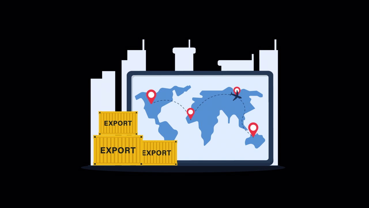 Animated Global Logistics and Export Shipping Concept