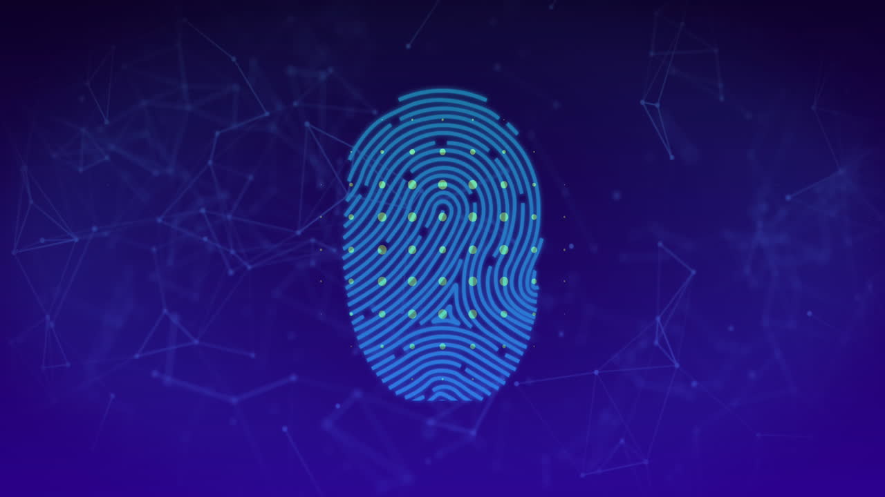 puntos que forman un círculo sobre los iconos de seguridad cibernética contra un fondo azul