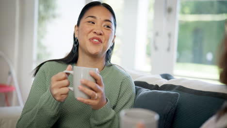 Coffee,-home-and-women-friends-talking