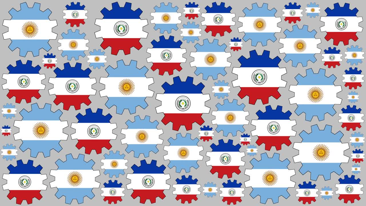 las banderas argentinas y paraguayas girando en el fondo