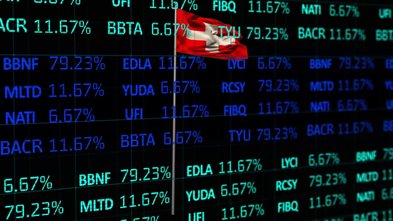 animación del procesamiento de datos sobre la bandera de suiza