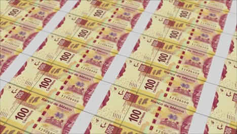 100 mexican pesos banknotes printing by a money press