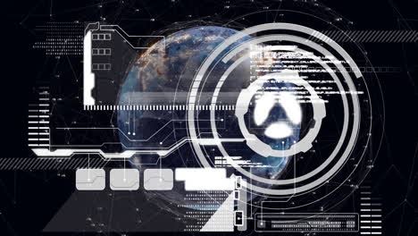 animación del procesamiento de datos y escaneo de alcance en todo el mundo
