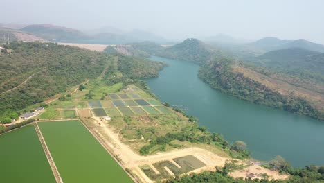 beautiful view of river linking fish ponds