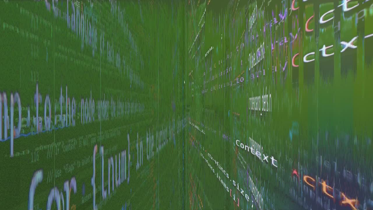 coding 3d server, scrolling through programming data, rendering through gradient mainframe source code