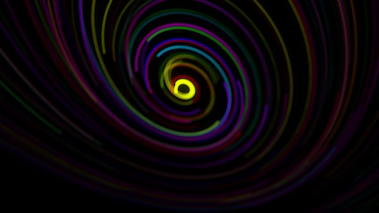 estilo creativo fondo abstracto en 4k. líneas de color girando en espiral volar a lo largo de la ruta giratoria. diseño de movimiento bg de partículas que dan forma a líneas, hélice y estructuras abstractas. render 3d
