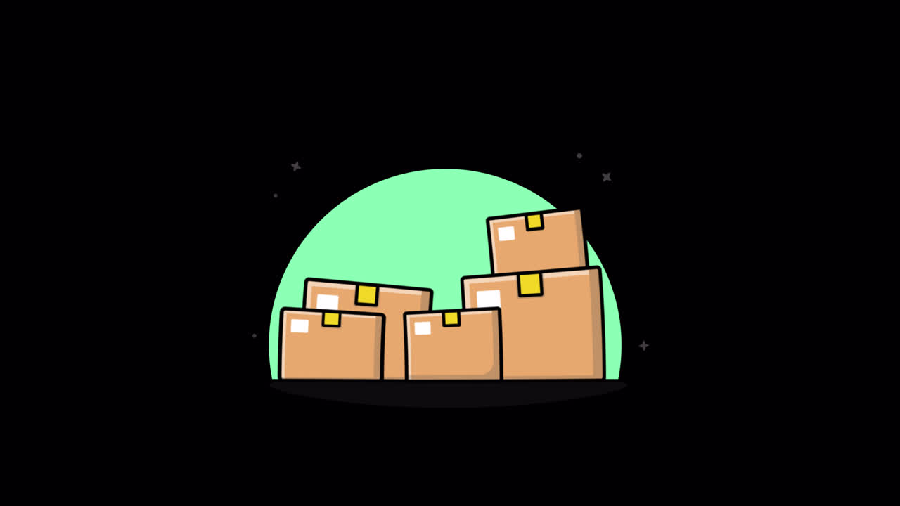 Animated Cardboard Boxes Falling and Stacking Up