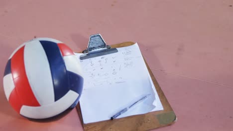 Volleyball-and-clipboard-in-the-court-4k